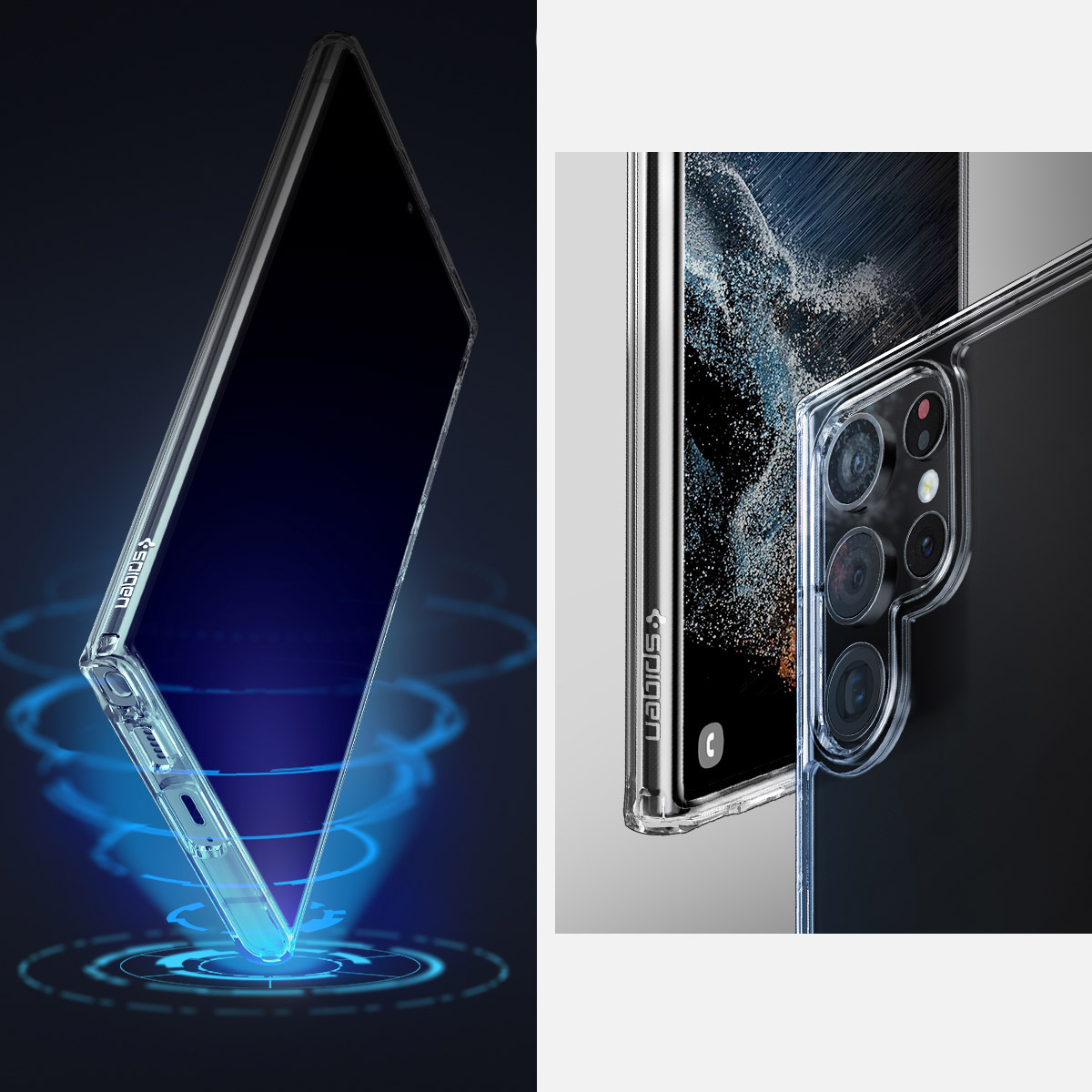 Oryginalne etui Ultra Hybrid (Crystal Clear) od marki Spigen dla Galaxy S22 Ultra